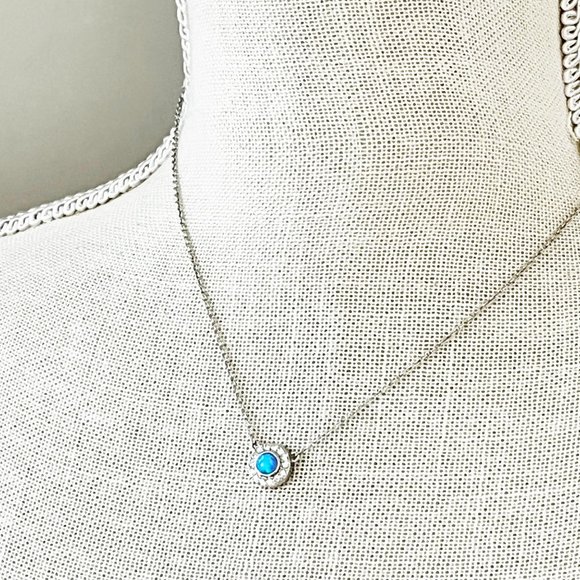 Coach Jewelry - Coach Blue Opal & Silver Dainty Circle Necklace